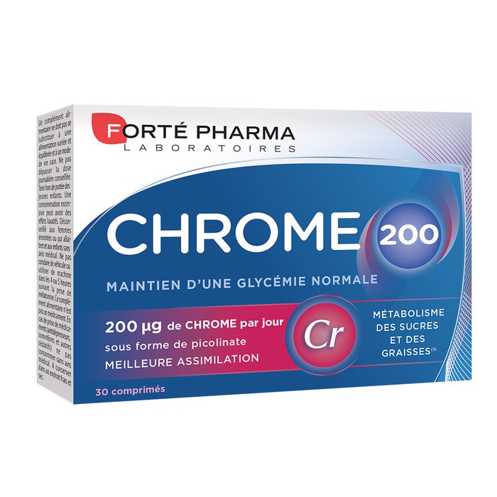 Cromo 200 Mantiene normali i livelli di glicemia 30 compresse Minceur Forté Pharma