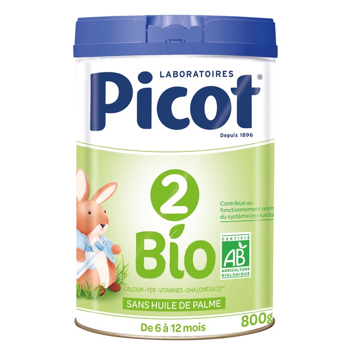 2 Latte in polvere biologico 6-12 mesi 800g Picot