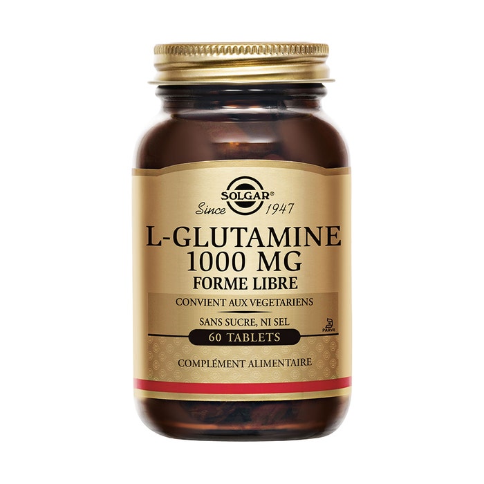 Solgar L-glutammina Glutamine 1000mg Sommeil Défenses immunitaires 60 compresse