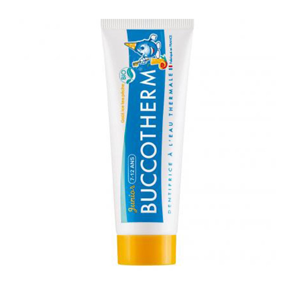 Buccotherm Gel dentifricio biologico al tè freddo alla pesca per ragazzi dai 7 ai 12 anni 50 ml
