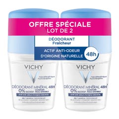 Vichy Deodorante Minéral 48h Roll-on Pelle Sensibile o depilata 2x50ml