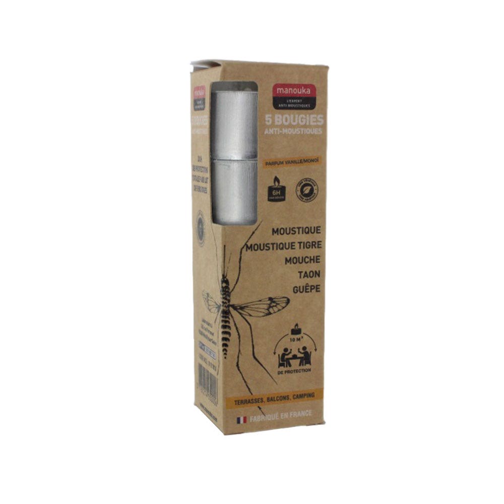 Manouka Candela insetto repellente alla vaniglia Monoi x5