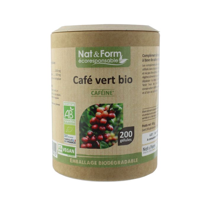 Nat&Form Cafe Vert Bio 200 Geluli Cafeine Nat&Form