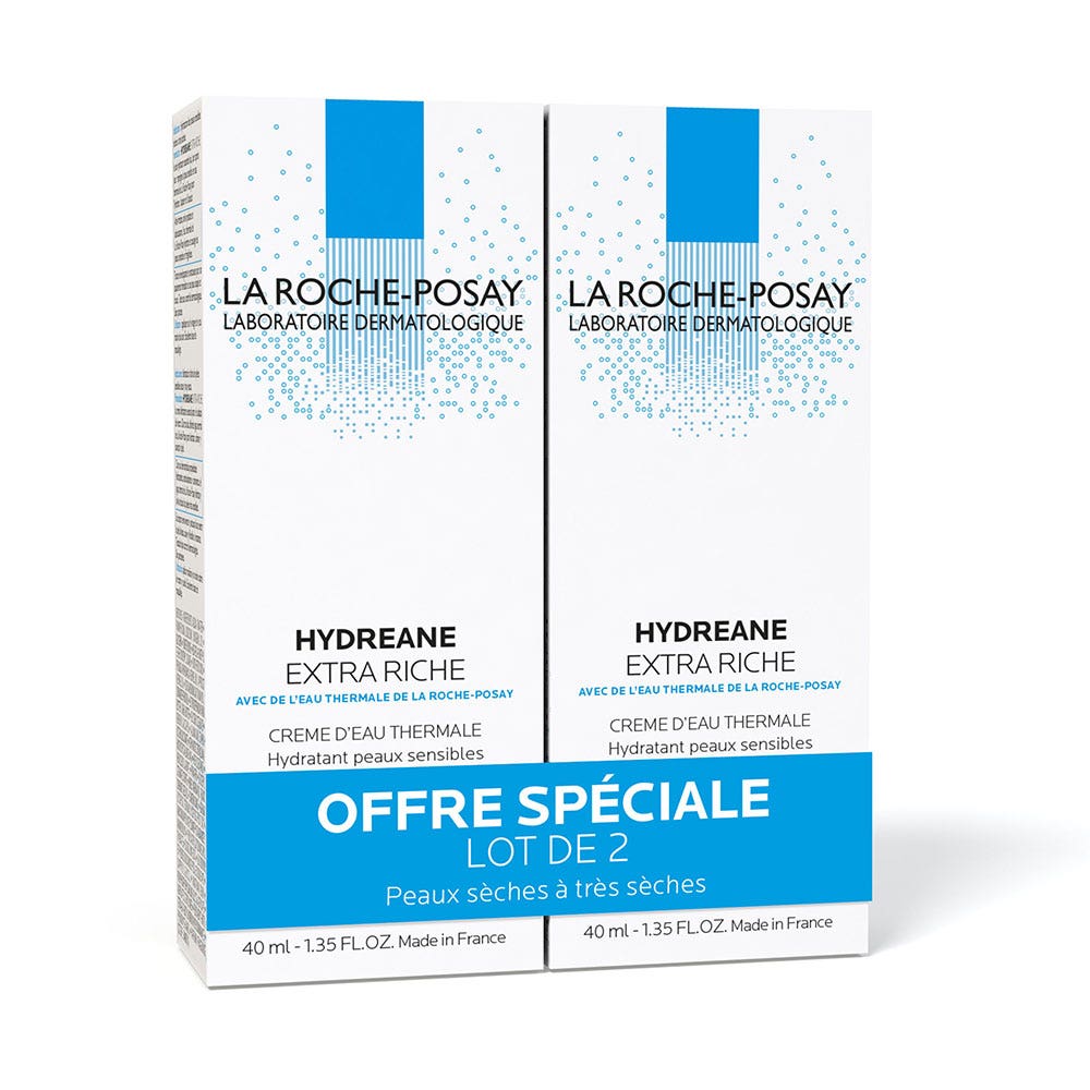 La Roche-Posay Hydreane Crema con Acqua Termale Hydreane Extra Riche 2x40ml