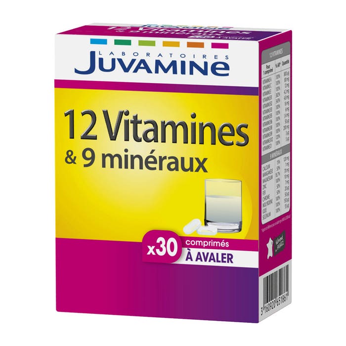 12 Vitamine e 9 Minerali in 30 compresse Juvamine