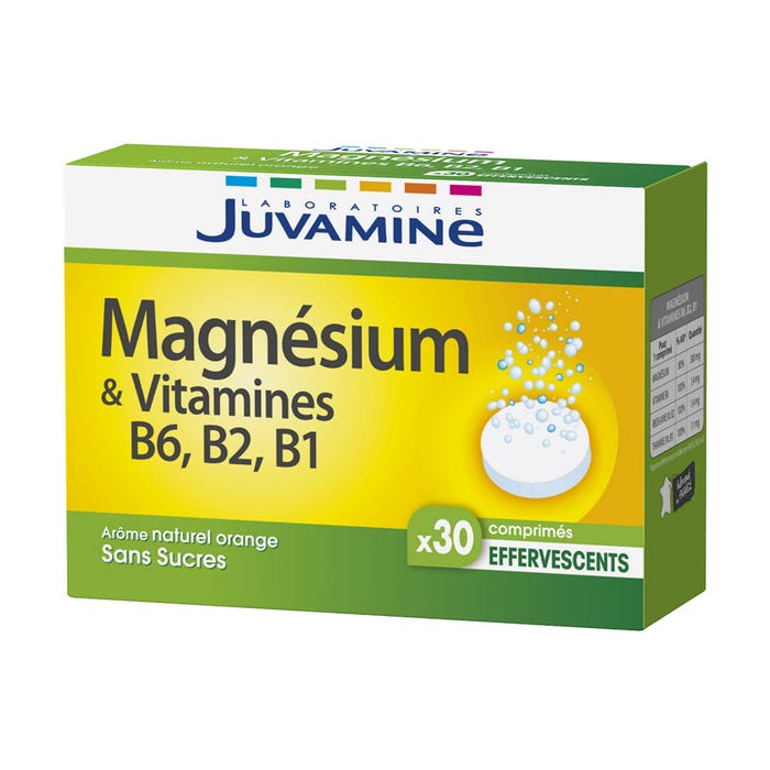 Magnesio e Vitamine B6 B2 B1 30 Compresse Effervescenti Juvamine