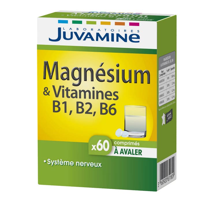 Magnesio e Vitamine B6 B2 B1 60 Compresse Masticabili Juvamine