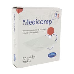 Hartmann Compresse sterili in tessuto non tessuto 7,5x7,5 cm Scatola da 10 sacchetti da 2 Medicomp