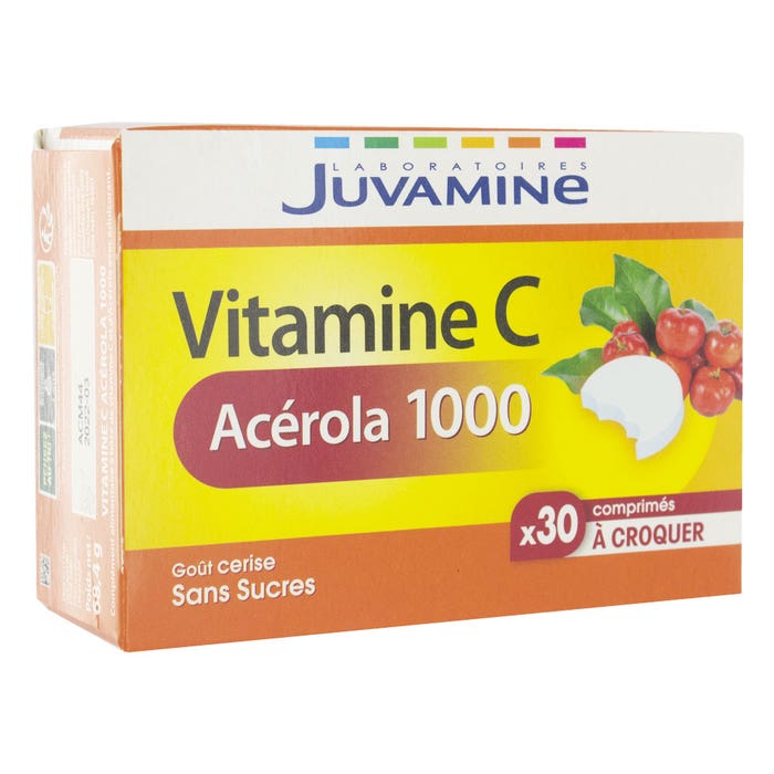 Juvamine Acerola 1000 Vitamine C di origine vegetale N.A. da masticare X30 Compresse