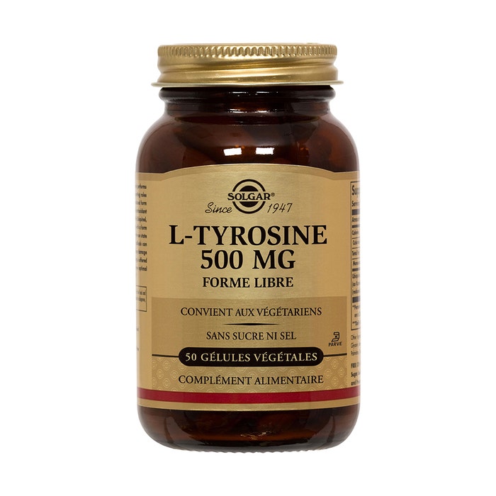 Solgar L-tirosina 50 Geluli Vegetali Tyrosine 500mg Vitalité Acide aminé 500 mg