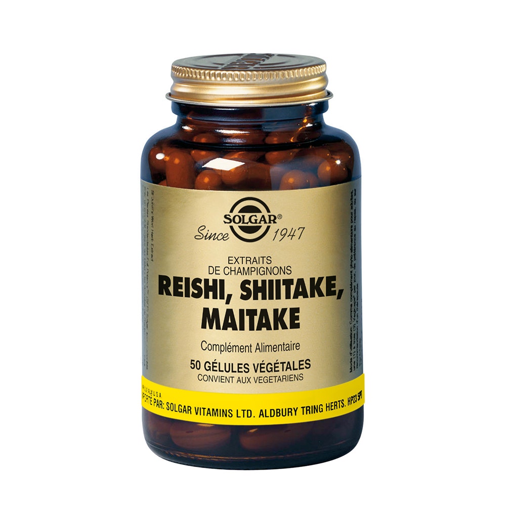 Solgar Reishi Shiitake Maitake 50 Geluli Vegetali Système immunitaire 50 gélules végétales