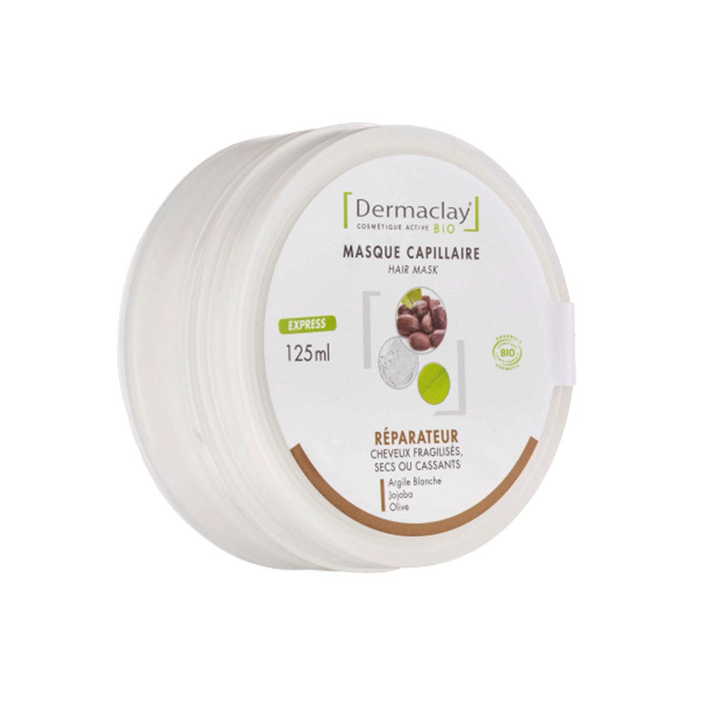 Dermaclay Maschera riparatrice bio per capelli per capelli secchi o danneggiati 250 ml
