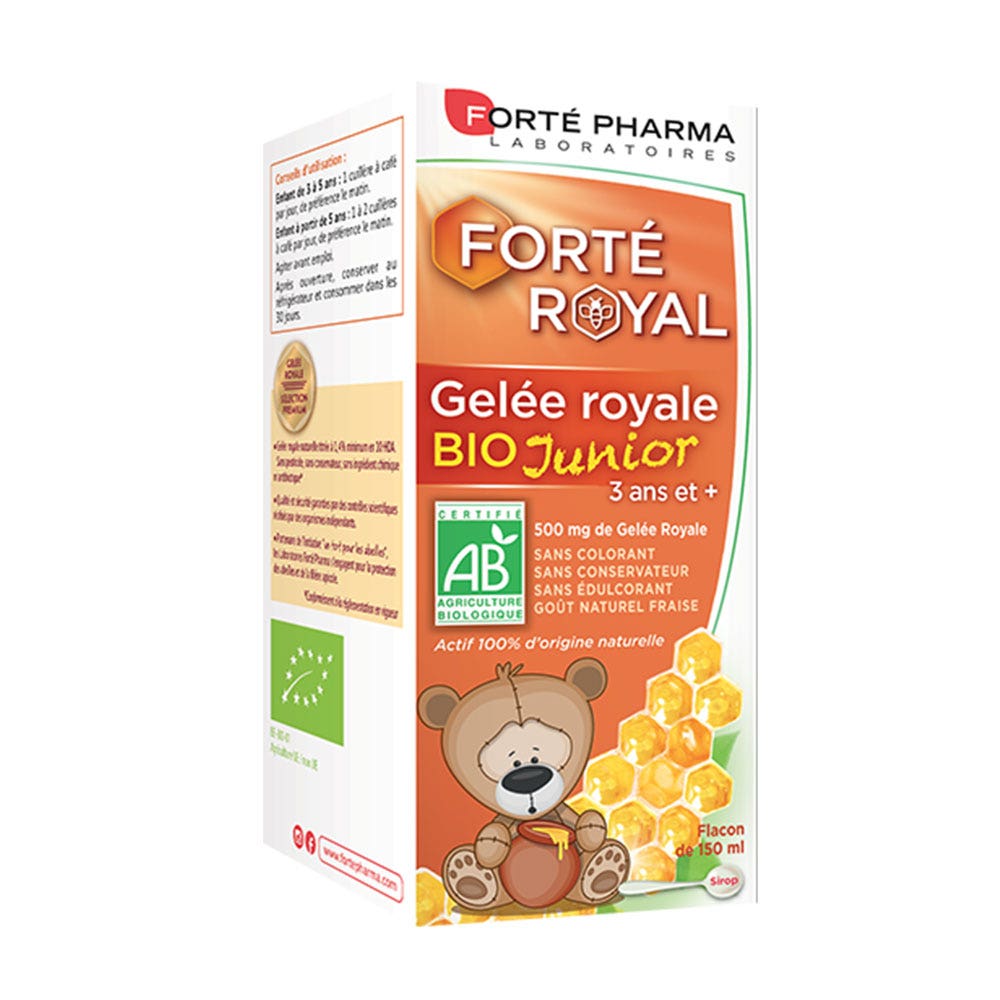 Forté Pharma Junior Sciroppo di Pappa Reale Biologico per Bambini Gusto Fragola 150 ml