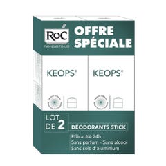 Roc Keops Keops Deodorante Stick Sudorazione moderata Transpiration Modérée 2x40ml