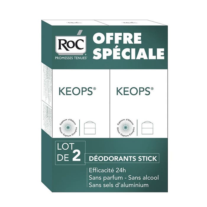 Roc Keops Keops Deodorante Stick Sudorazione moderata Transpiration Modérée 2x40ml