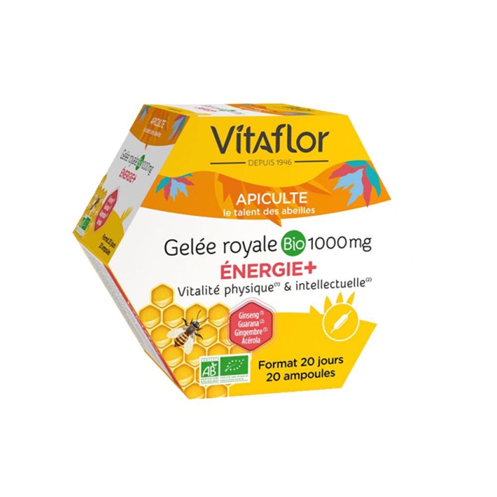 Vitaflor Pappa reale biologica 20 fiale Energia+ 1000 mg