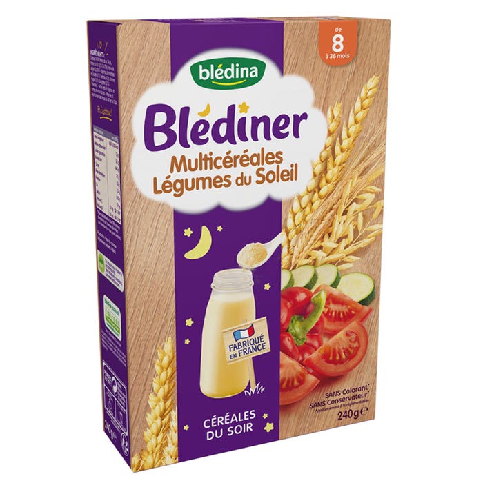 Cereali per la Sera Multicereali Legumes Du Soleil A partire da 8 mesi Blediner 240g Blédina