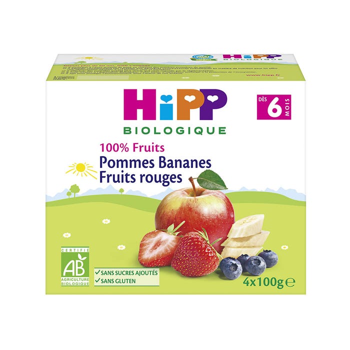 Hipp Coupelles 100% Fruits Bio Des 6 Mois Biologique 4x100g