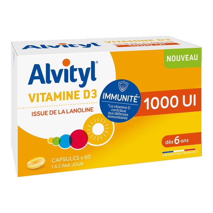 Vitamine D3 1000IU - Dall'età di 6 anni 60 capsule Alvityl