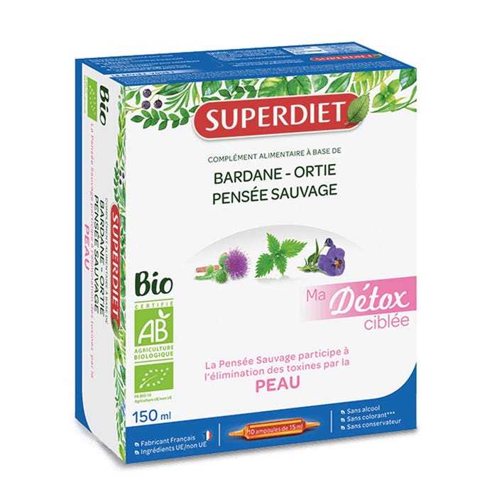 Superdiet Peau Pensee Sauvage Bio 10 Fiale Ma Detox Ciblee 150 ml