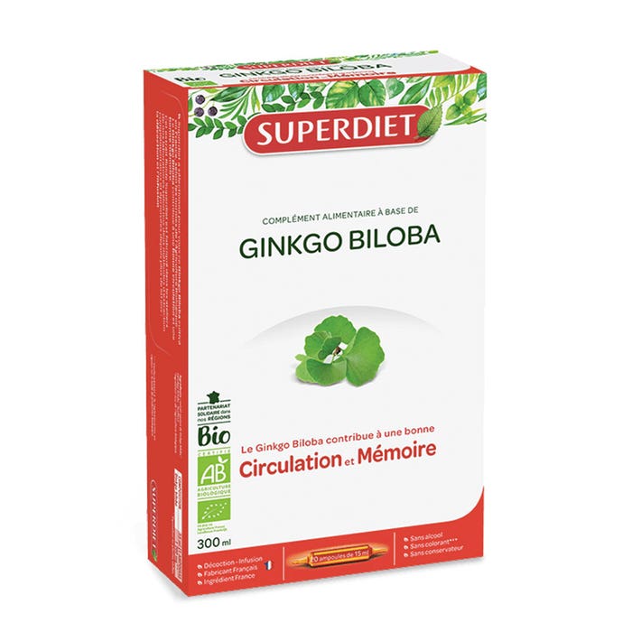 Ginkgo Biloba Circolazione e Memoria 20 Ampolle 300ml Superdiet