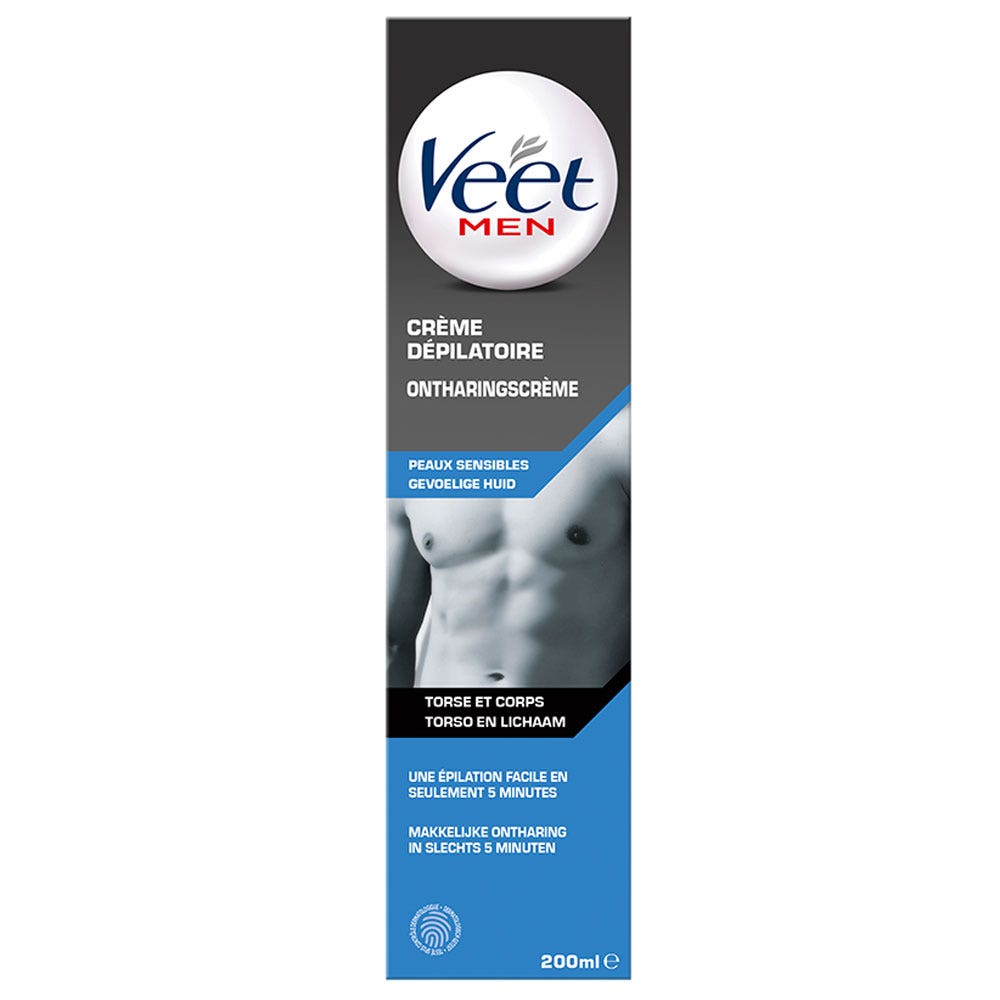 Veet Crema depilatoria Torso e Corpo Men Pelle Sensibile 200 ml