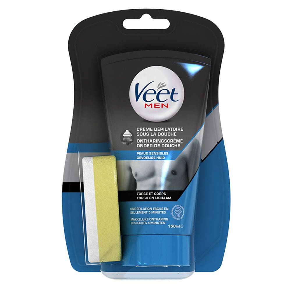 Veet Crema depilatoria per il corpo e il busto di Men per pelli sensibili 150 ml