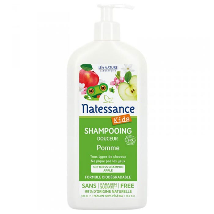 Shampoo Corpo e Capelli alla Mela Biologica Senza Solfati 500ml Kids Natessance