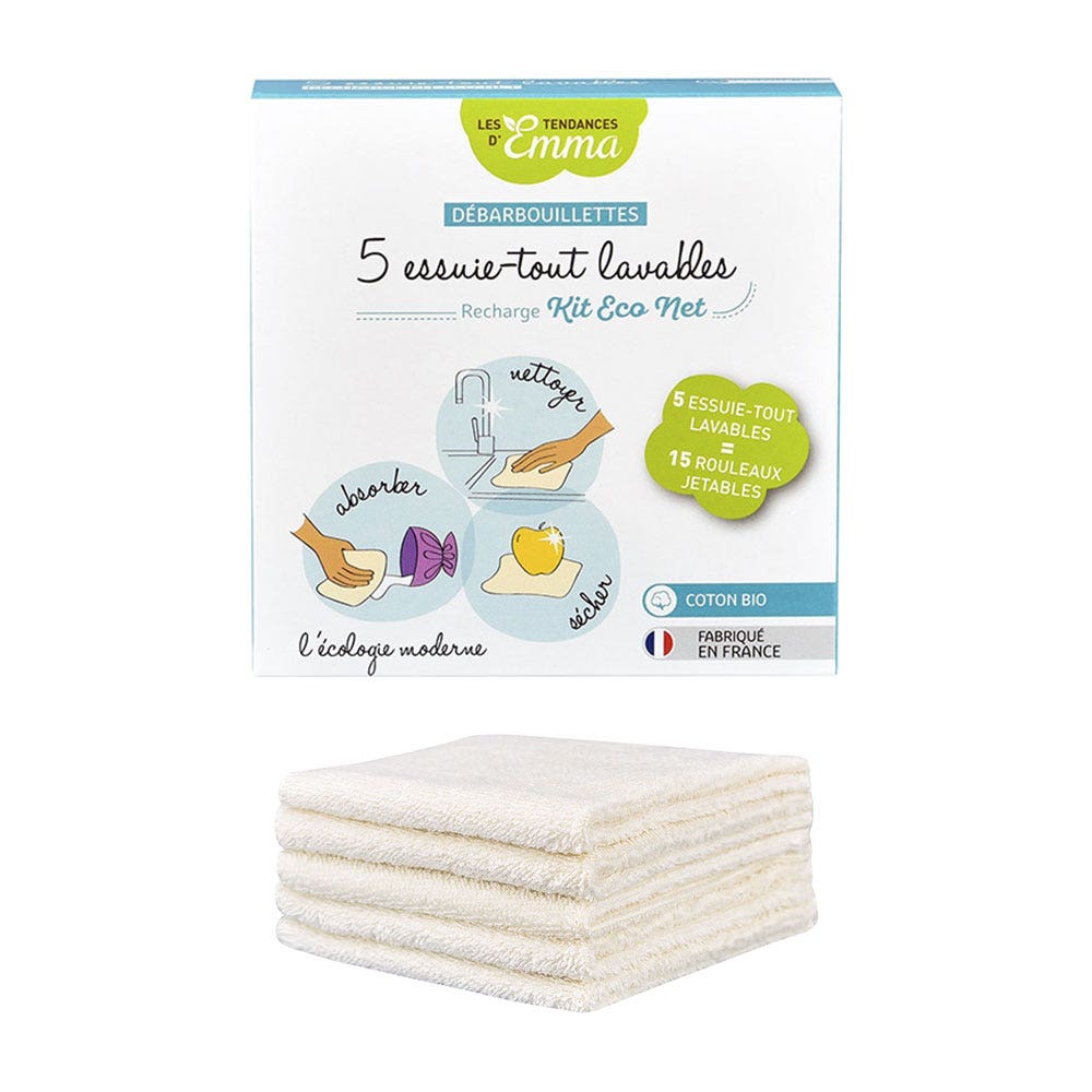 Les Tendances D'Emma Eco Net Strofinacci in cotone biologico x5