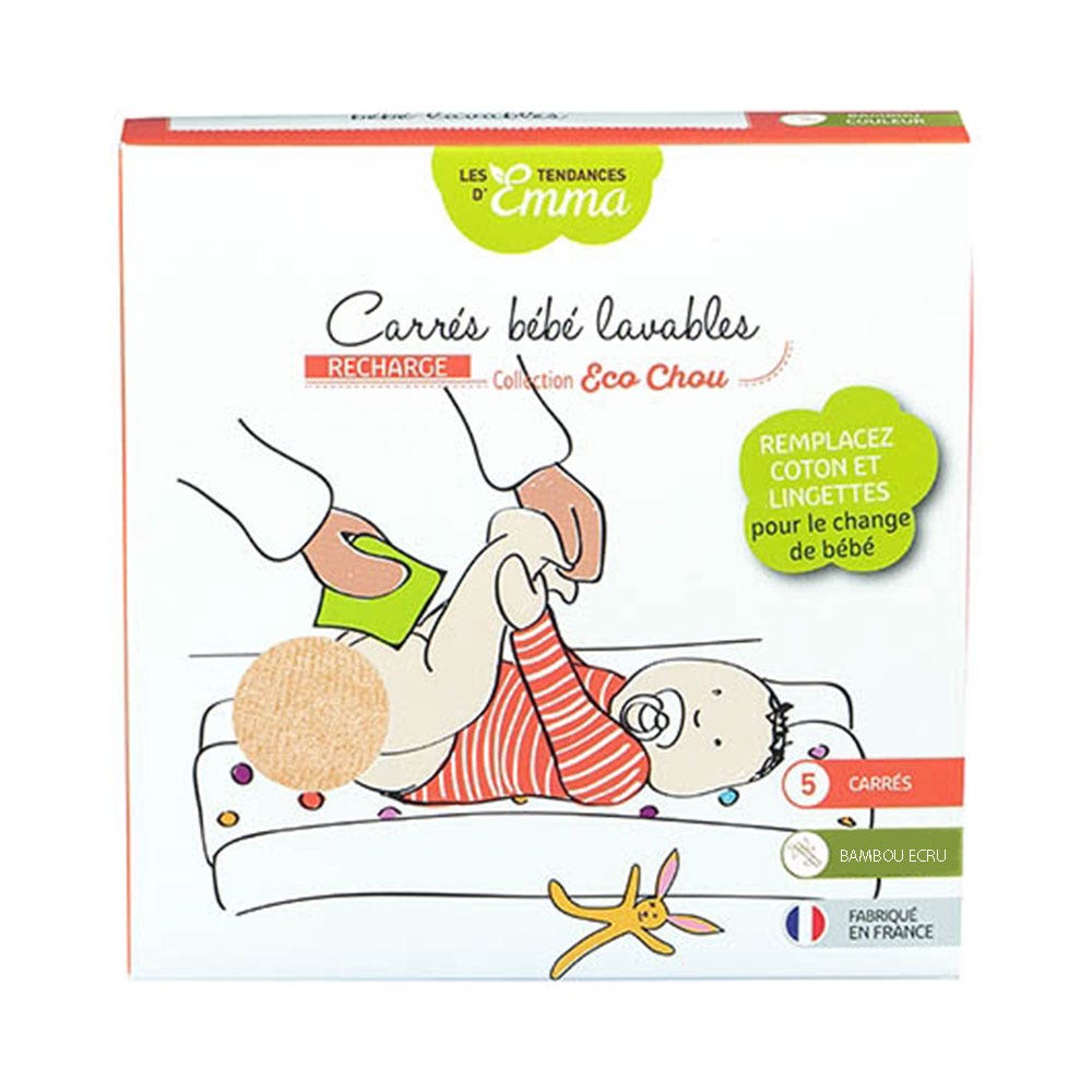 Les Tendances D'Emma Eco Chou Piazze lavabili di bambù ecru x5