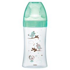 Dodie Bottiglia di vetro anticolica Flow 3 0 - 6 mesi Uccelli verdi 270 ml