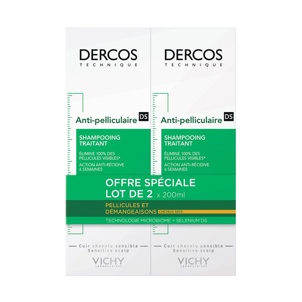 Vichy Dercos Shampoo Trattante Forfora e Prurito Capelli secchi 2x200ml