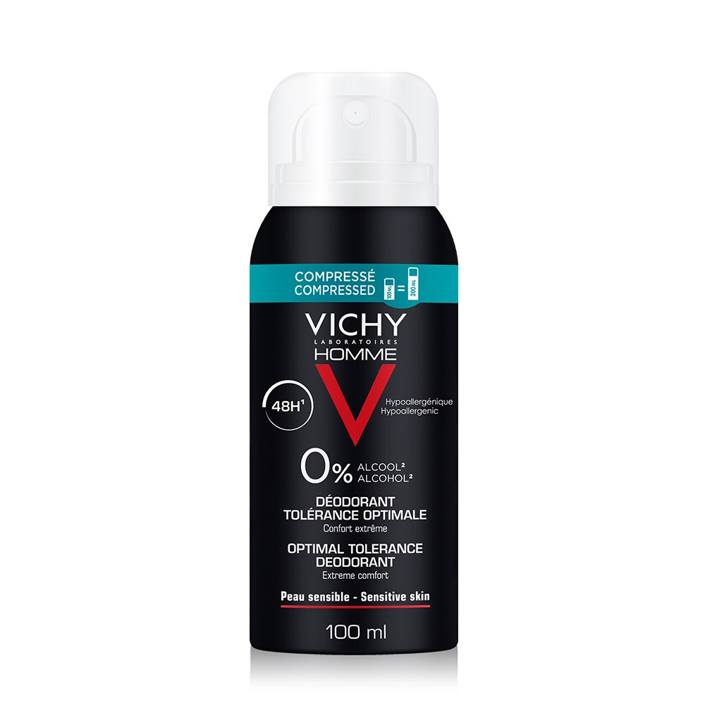 Vichy Uomo Spray Compresse Tolleranza ottimale 48 ore Pelli sensibili 100ml