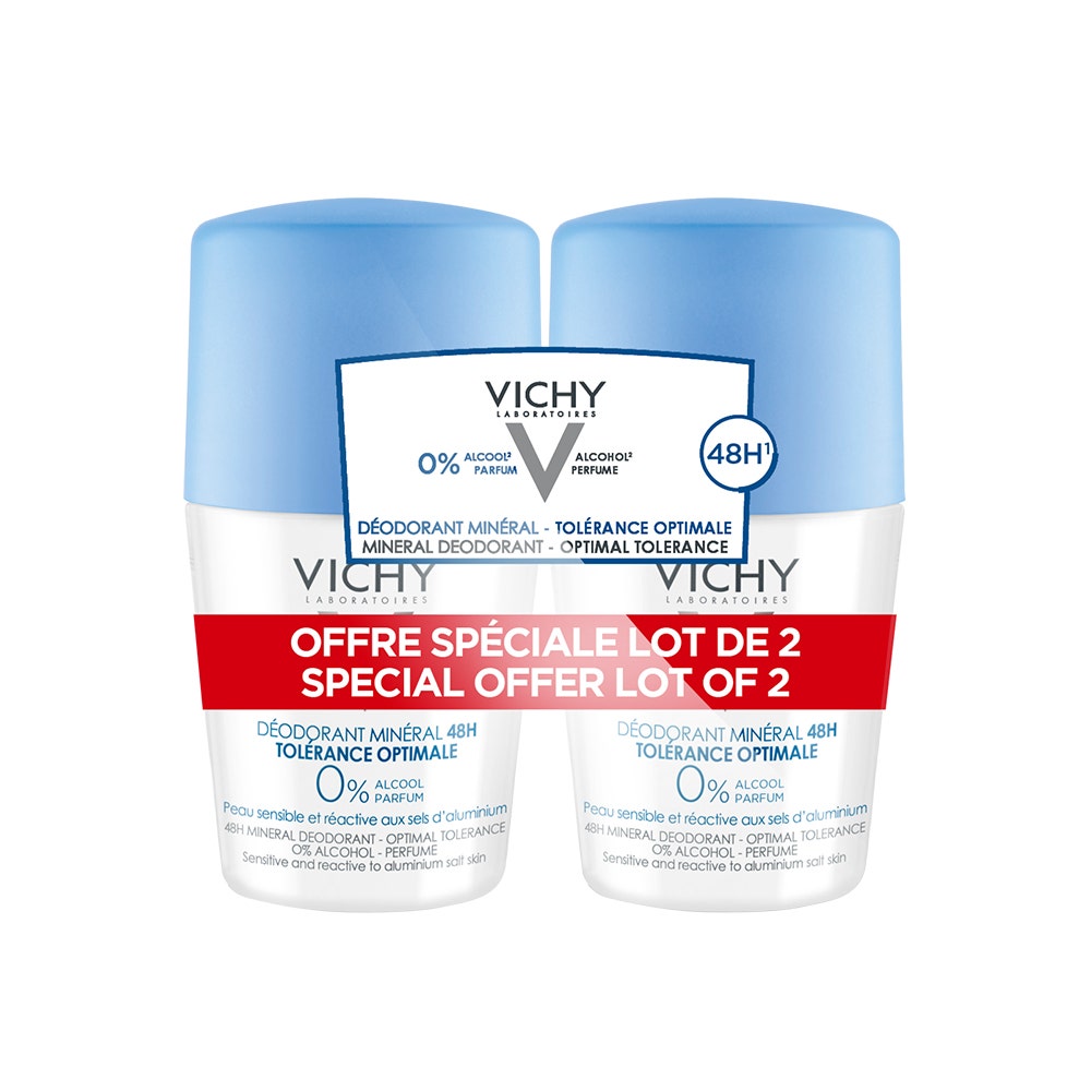 Vichy Deodorante Tolleranza ottimale 48h minerale per pelli sensibili 2x50ml