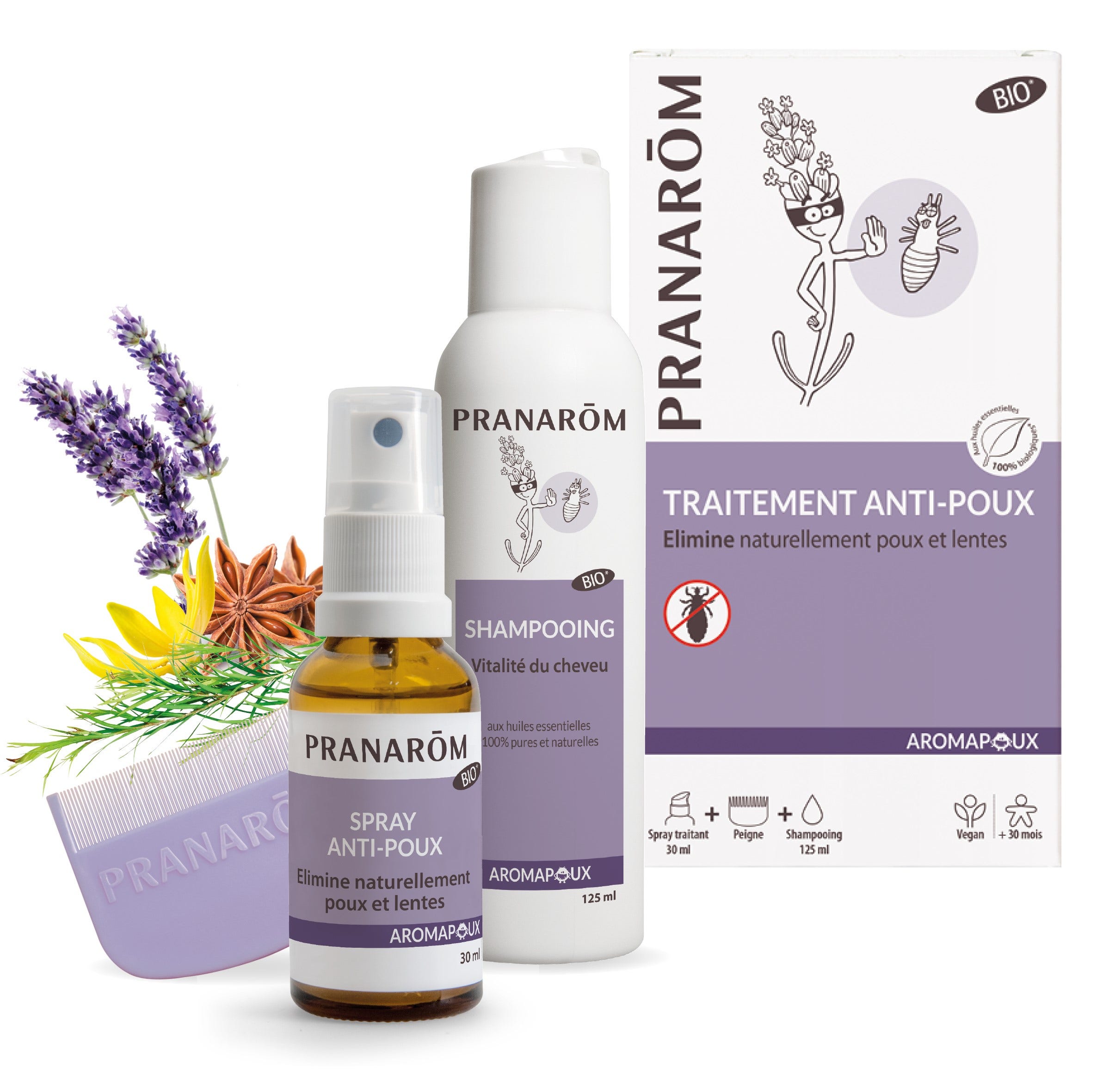 Pranarôm Aromapoux Trattamento antipidocchi biologico 2 in 1 155 ml
