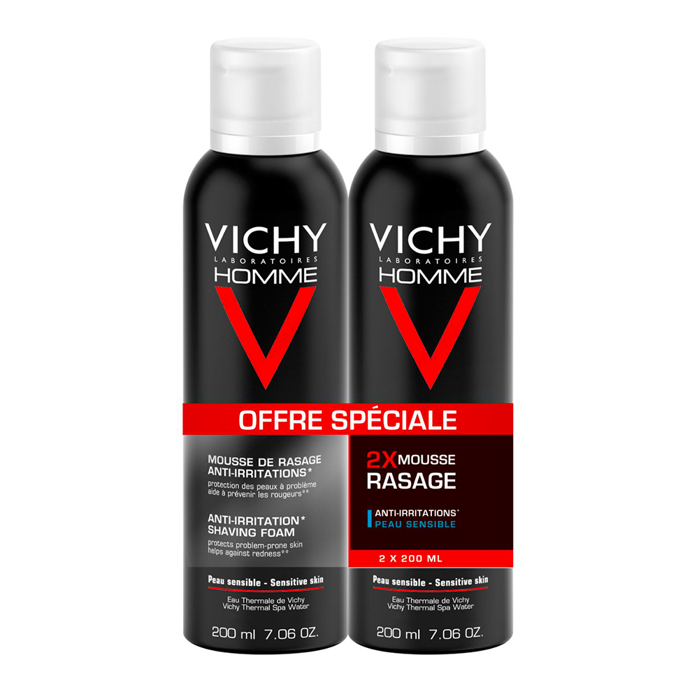 Vichy Uomo Schiuma Da Barba Anti-irritazioni Pelle Sensibile 2x200ml