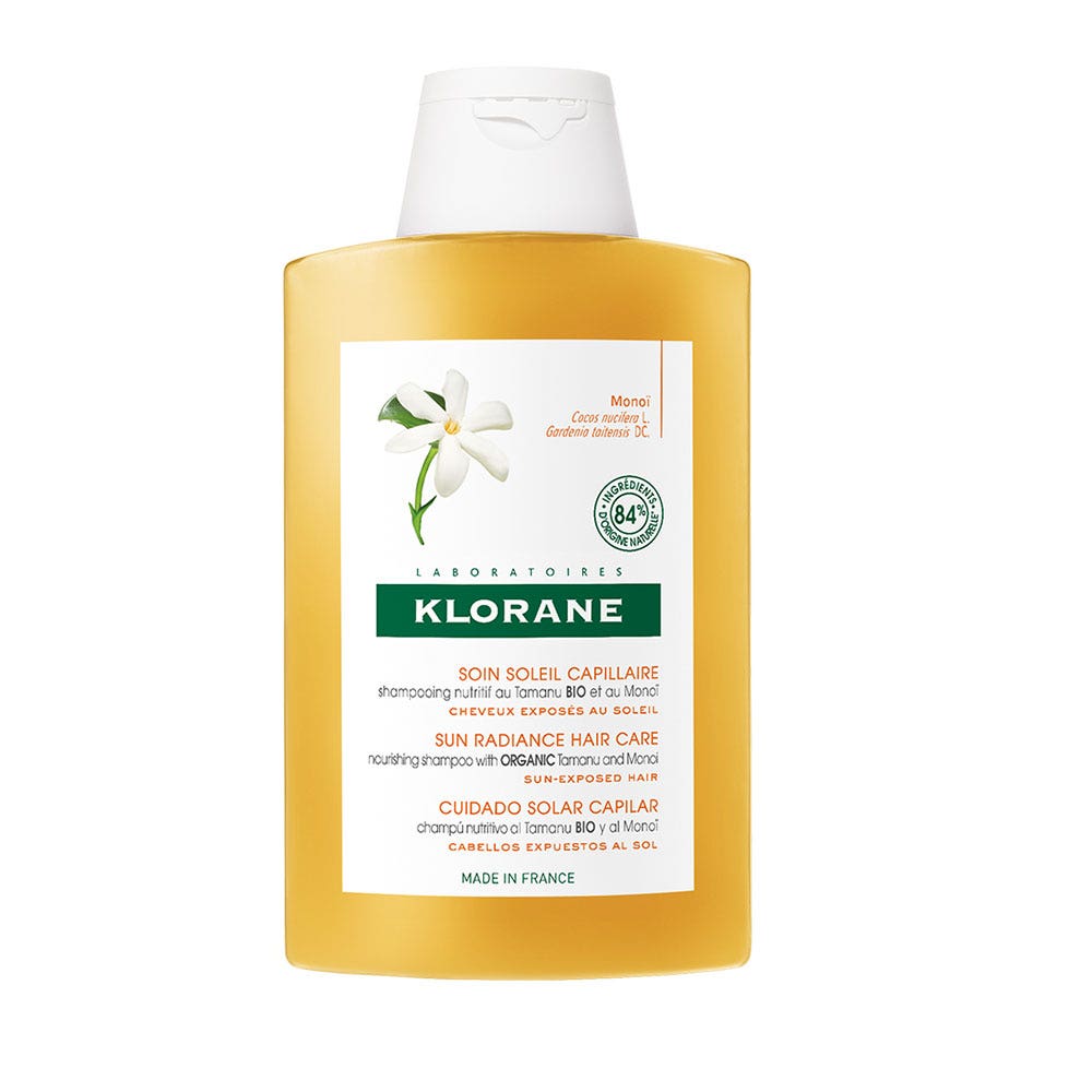 Klorane Solari Shampoo nutritivo al tamanu bio e al monoï per capelli esposti 200ml