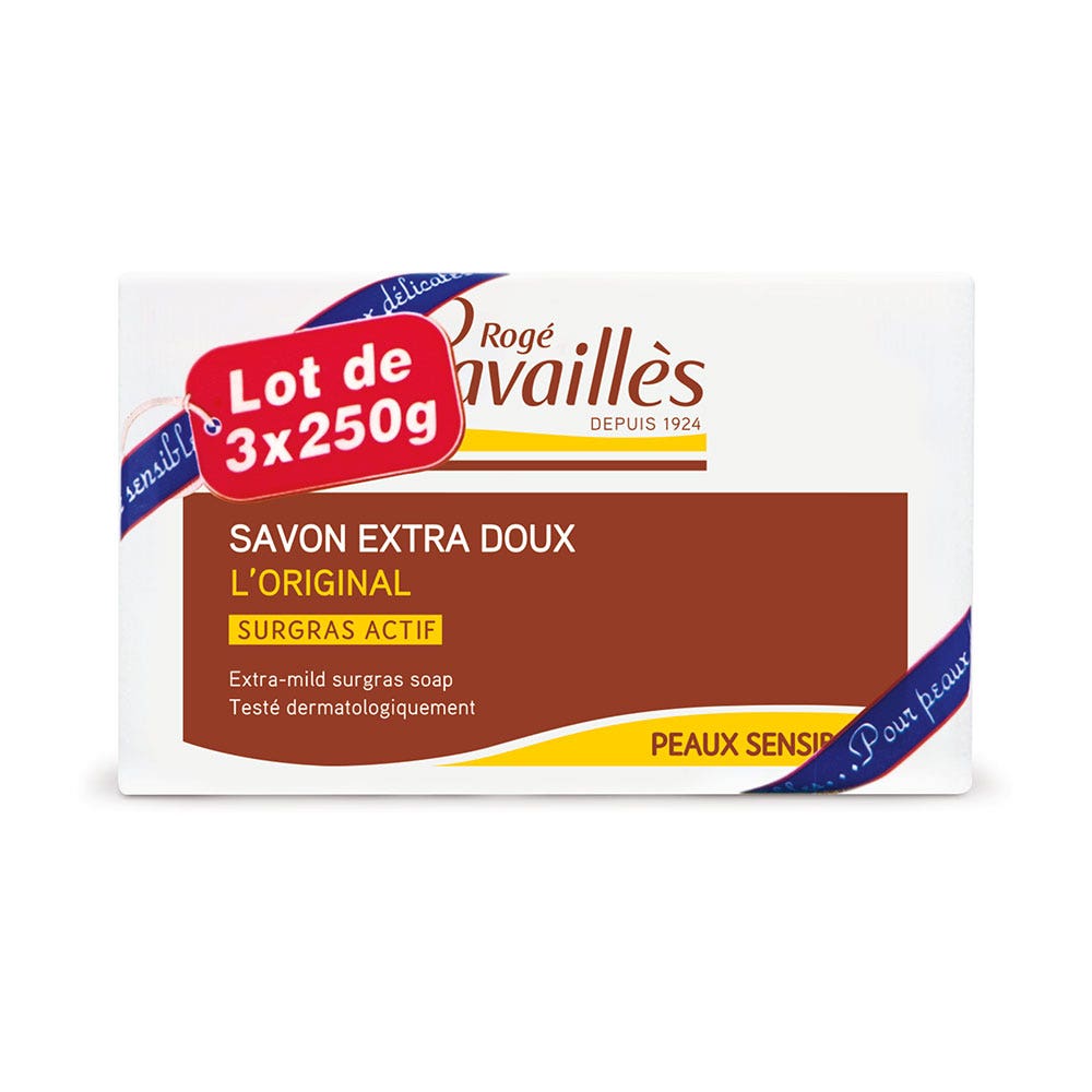 Rogé Cavaillès Sapone superfluido extra delicato Pelle delicata e sensibile 3x250g