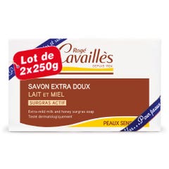 Rogé Cavaillès Surgras Actif Sapone Extra delicato Latte e miele 2x250g