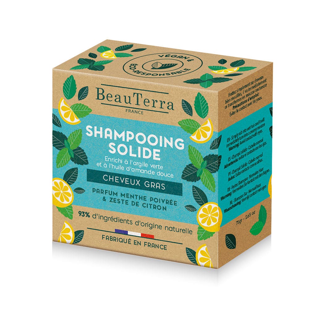 Beauterra Shampoo solido capelli grassi 75g
