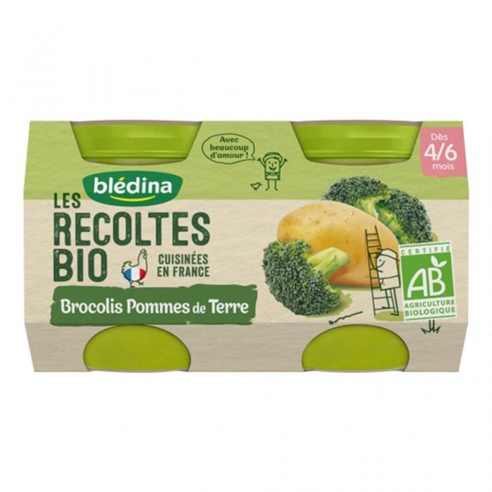 Blédina Omogeneizzato Broccoli e Patate Les Recoltes Bio 4-6 mesi Blédina 2x130g
