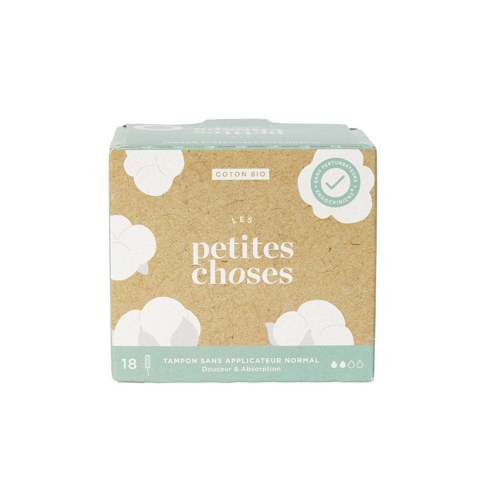 Les Petites Choses Tamponi a flusso normale senza applicatori Cotone organico Confezione da 18 pezzi