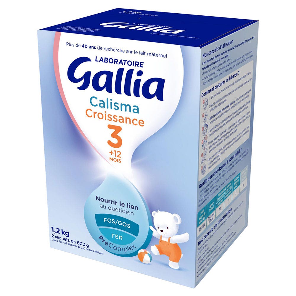 Gallia Calisma Latte in polvere per la crescita da 12 mesi a 3 anni per bambini da 12 mesi a 3 anni 2 x 600 g