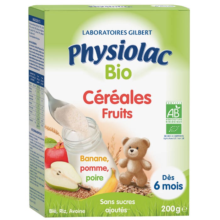 Physiolac Cereali Frutta Banana Mela Pera 6 Mesi Biologici 200g