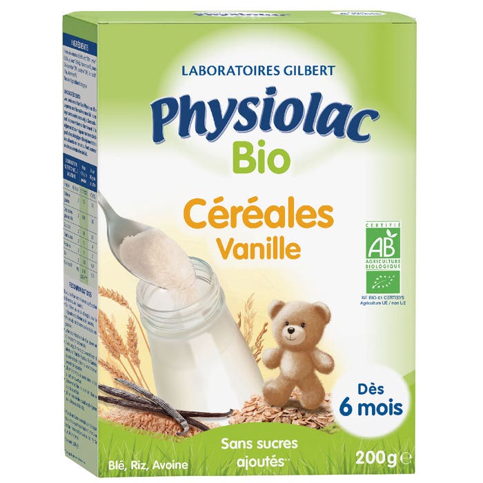 Physiolac Cereali Riso Blu Vaniglia Avena 6 mesi Biologici 200g