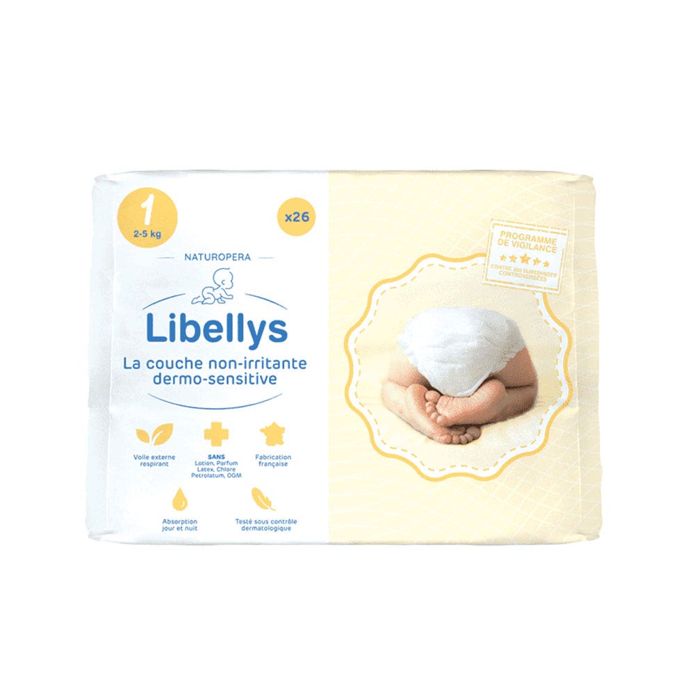 Libellys Pannolini dermo-sensibili non irritanti Taglia 1 Da 2 a 5 kg x26