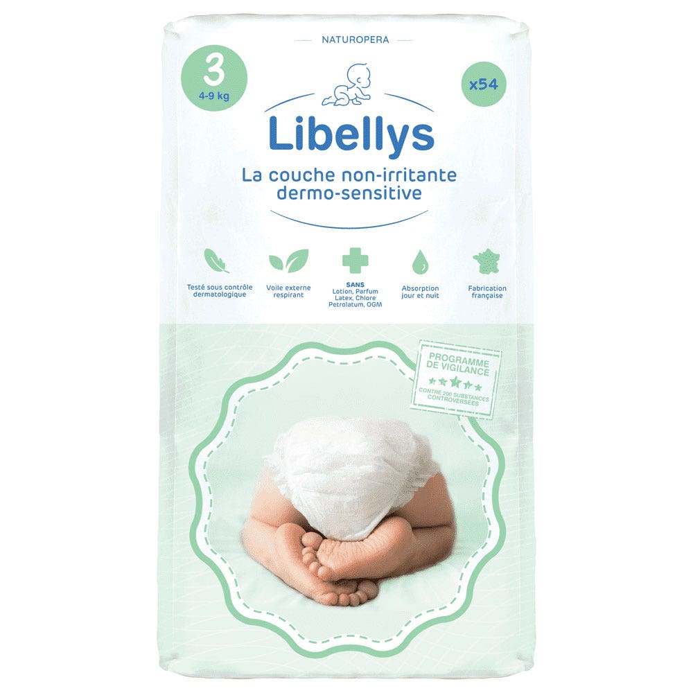 Libellys Pannolini dermo-sensibili non irritanti Taglia 3 Da 4 a 9 kg x54