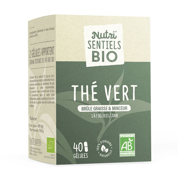 Tè verde biologico 40 capsule Nutri'sentiels Bruciatore di grassi Nutrisante