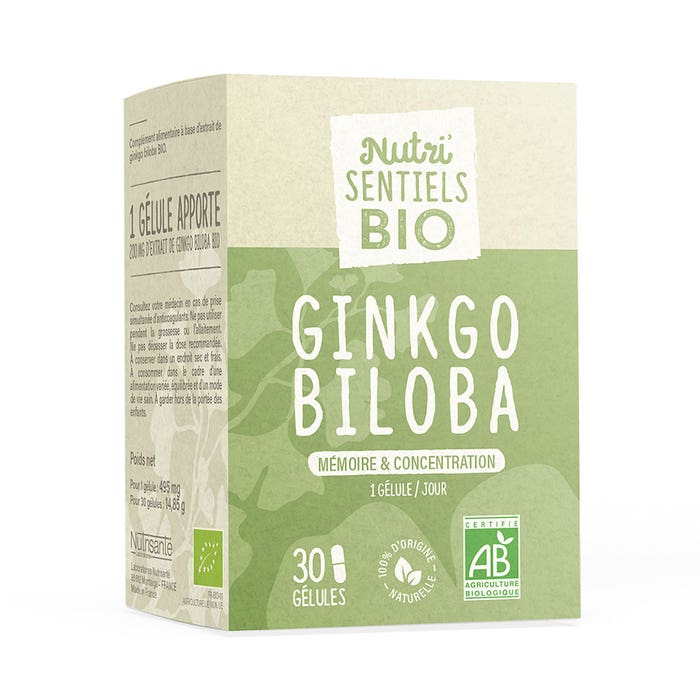 Ginkgo Biloba biologico 30 capsule Nutri'sentiels Memoria e concentrazione Nutrisante