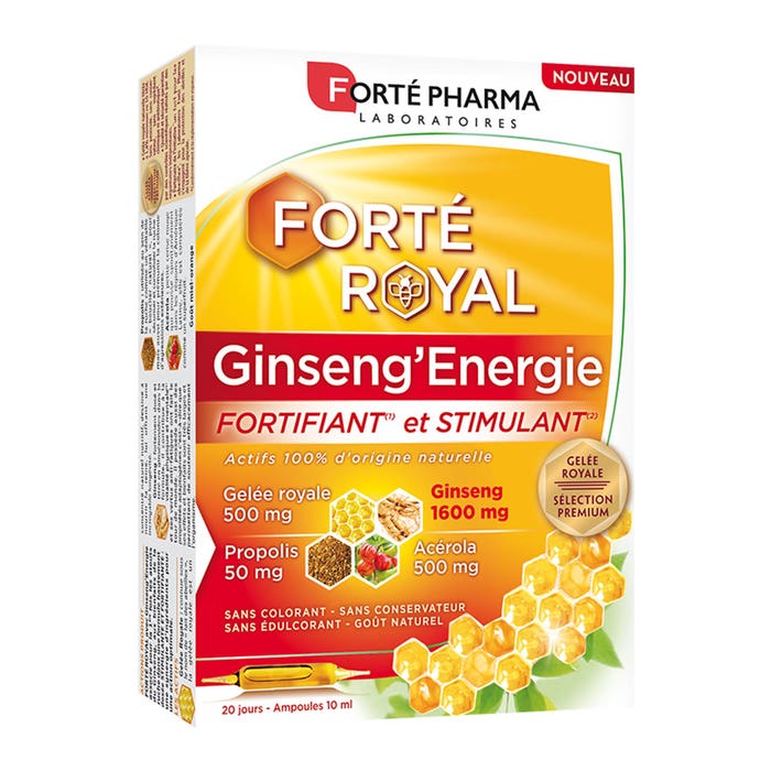Ginseng'Energie arricchito con Ginseng, Acerola, Pappa reale e Propolis 20 fiale Forté Royal Forté Pharma